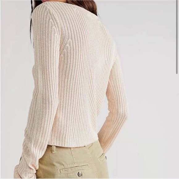 NWT Free People Game On Cardi - Size Medium In White Swan Color - Picture 2 of 15